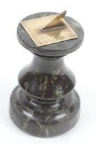 Cornish serpentine and brass miniature sundial, height 10cm (Please note condition is not noted.