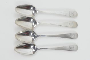 Set of four George IV Irish silver Old English pattern dessert spoons, maker J.S, Dublin 1827,