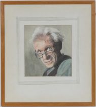 Eira Williams (20th Century), Portrait of a bespectacled gentleman, watercolour, signed, 21cm x 20cm