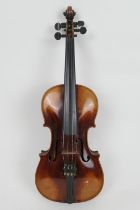 French violin labelled ''Vuillaume a Paris, Rue Croix des Petits Champs 46'', 14 inch two piece back