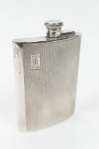 Rolls Royce interest: Silver hip flask, Birmingham 1993, of curved form with bayonet hinged cap,