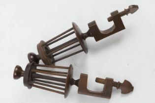 Pair of 19th Century treen needlework winding clamps, 17cm (Please note condition is not noted. We