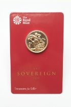 2016 United Kingdom sovereign (Royal Mint Bullion), original packaging, weight 7.98g (Please note