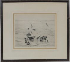 William Lionel Wyllie (1851-1931), Sheringham Crabbers, drypoint etching, signed in pencil by the