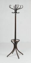 Bentwood hat stand, attributed to Thonet, circa 1900, height 190cm (Please note condition is not