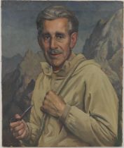 Charles William Oliver (1911-2004), Portrait of an unidentified mountaineer, oil on canvas, signed