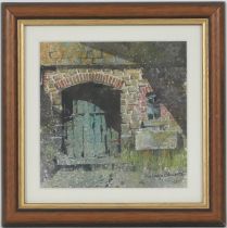 Malcolm Edwards RCA (b.1934), 'Green Door', watercolour, signed, dated 2012, 14cm square (Please