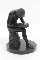 After the Antique, a Grand Tour bronze figure of Spinario, dark brown patina, 14cm (Please note