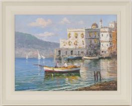 Antonio Bonetti (Italian, 20th Century), 'Borgo di Pescator', oil on board, signed, inscribed verso,