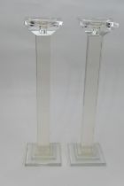 Pair of Kenneth Turner, London, crystal glass candle stands, height 45.5cm (Please note condition is