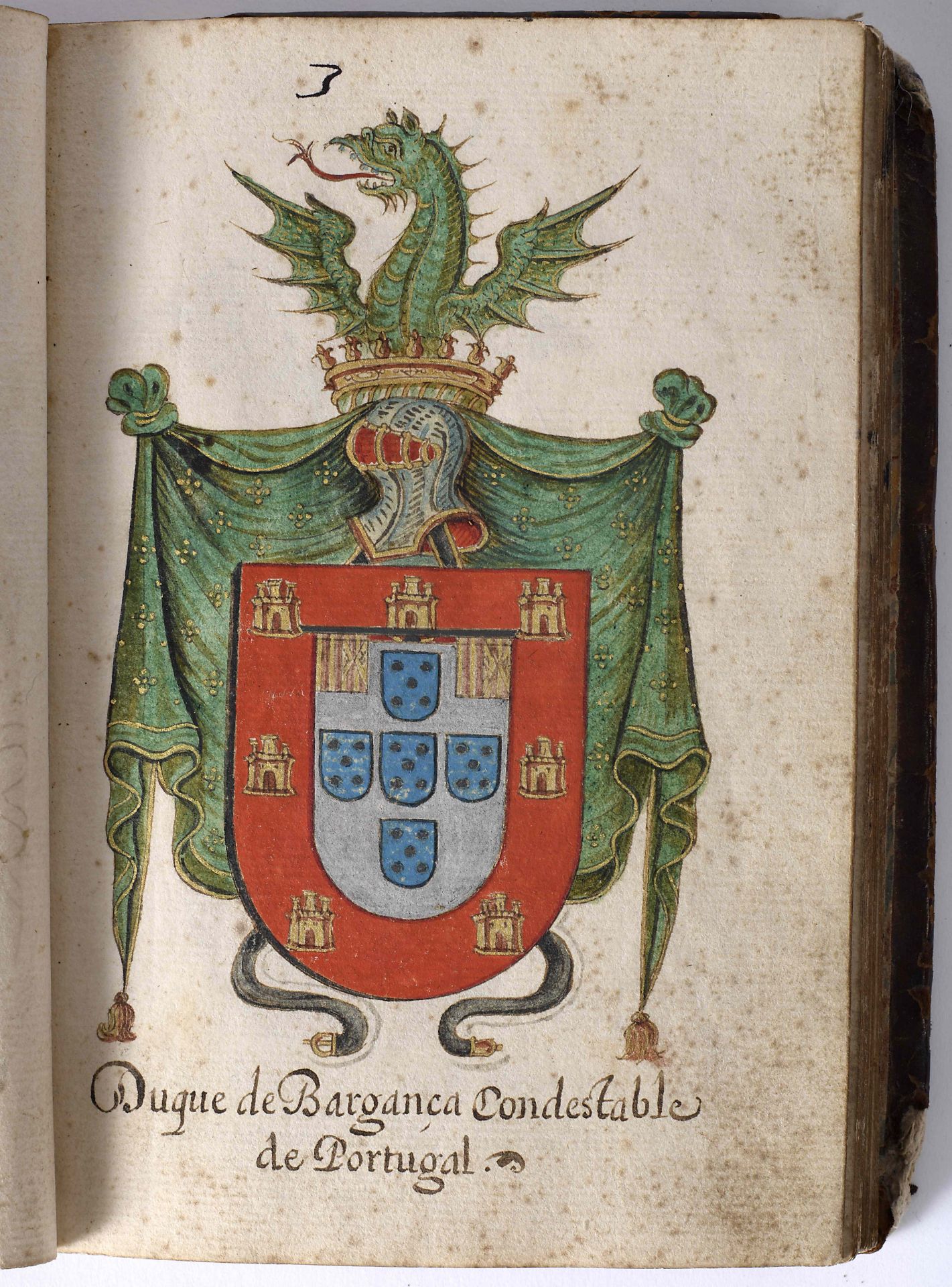 [ARMORIAL MANUSCRITO].- TROPHEOS Lusitanos. Por Joaõ Nunes Tinoco Architecto de S. Mgde. Anno 1650.- - Image 2 of 4