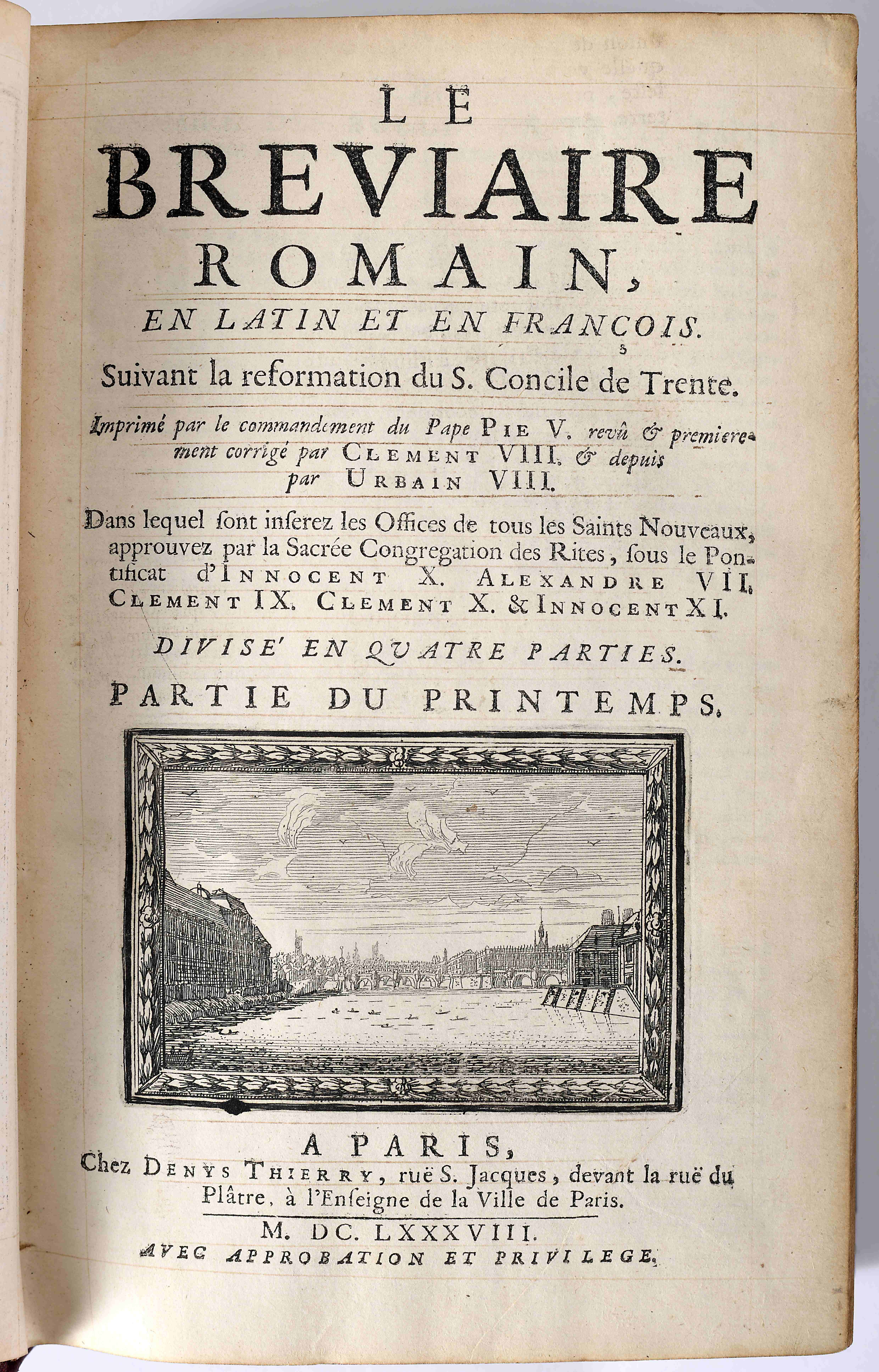 BREVIAIRE (LE) Romain, en Latin et en François. Suivant la reformation du S. Concile de Trente. [...