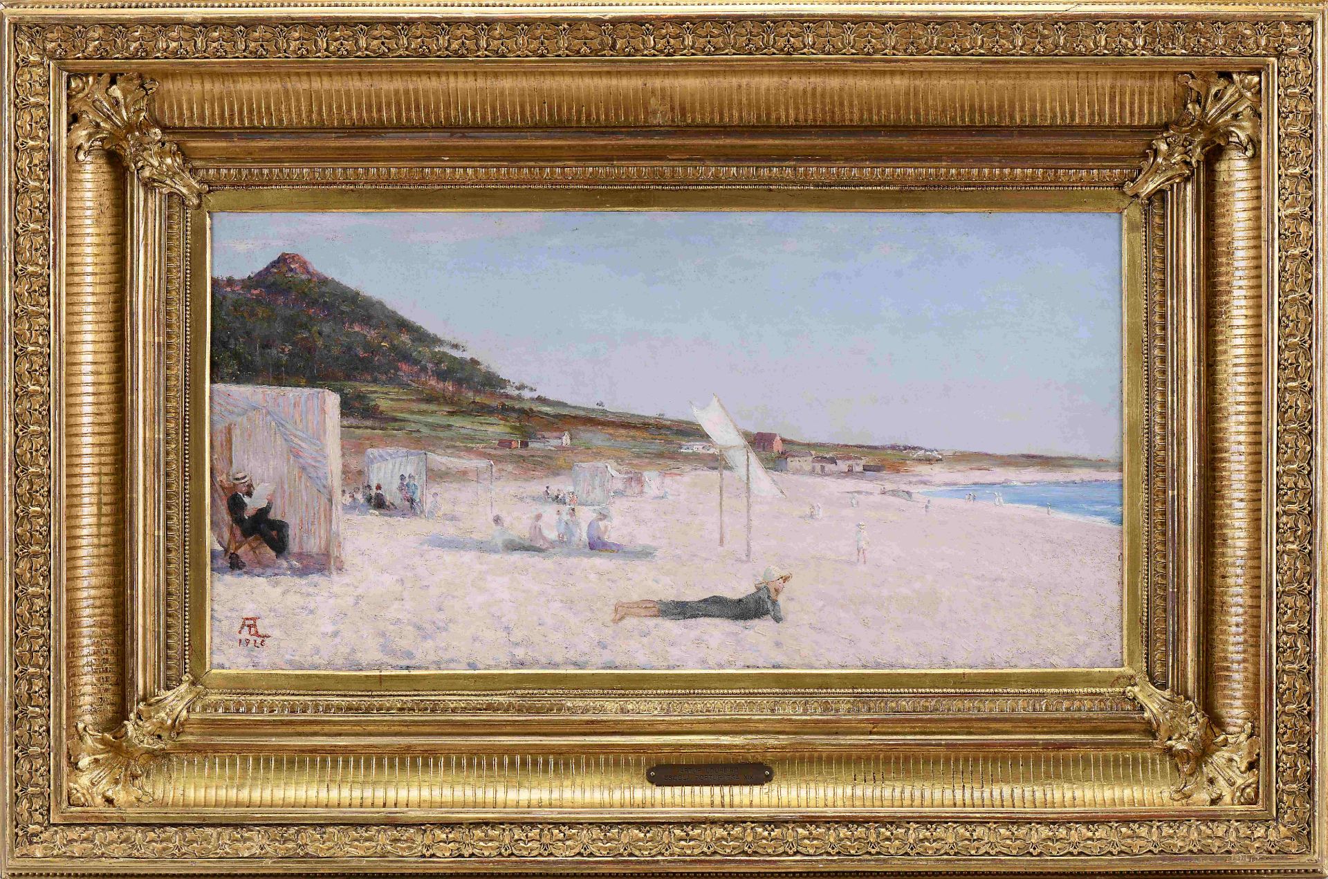 ARTUR LOUREIRO - 1853-1932 A Beach with figures