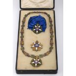 Necklace with pendant, plaque, band and respective insignia of the Military Order of the Tower and S