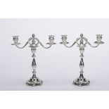 A pair of candlesticks with two-light serpentines