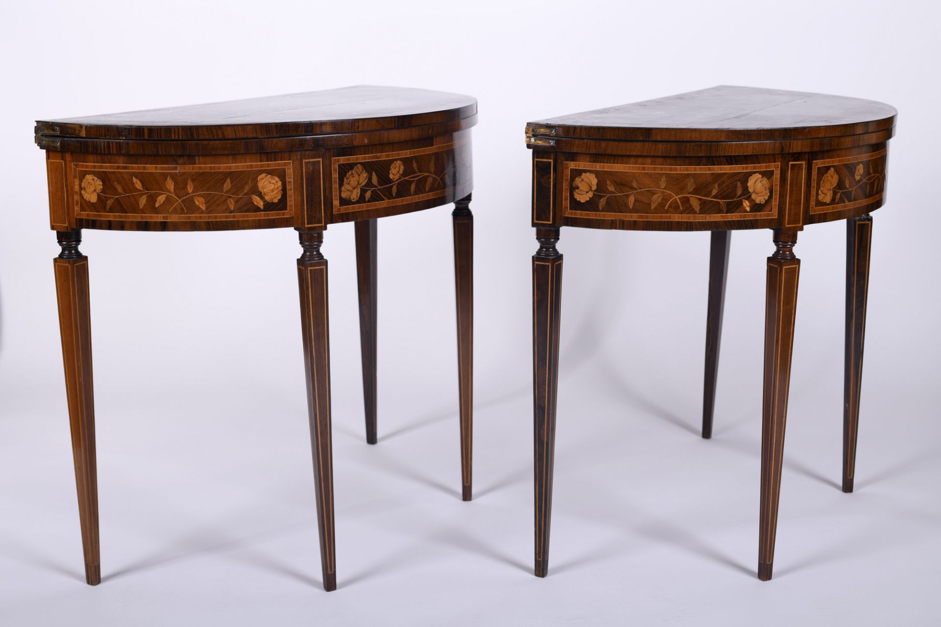 A pair of demi-lune game tables - Image 2 of 3