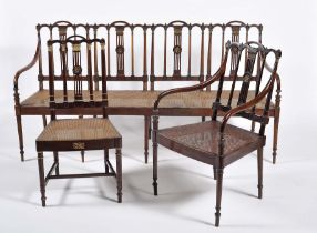 A set of settee, pair of fauteuils and twelve chairs