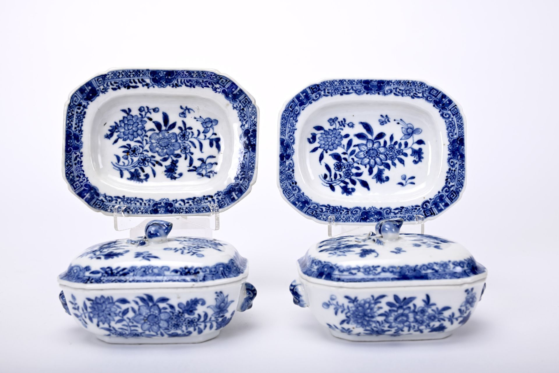 A pair of small tureens with stands