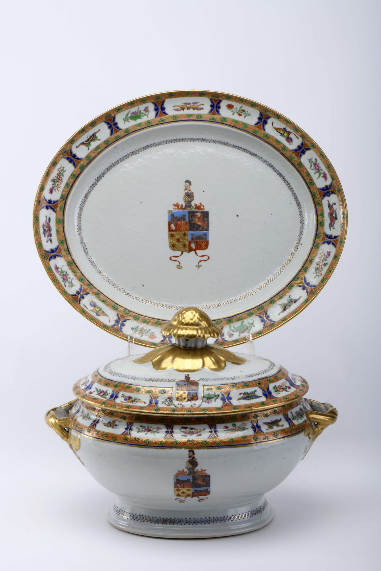 An oval tureen with stand