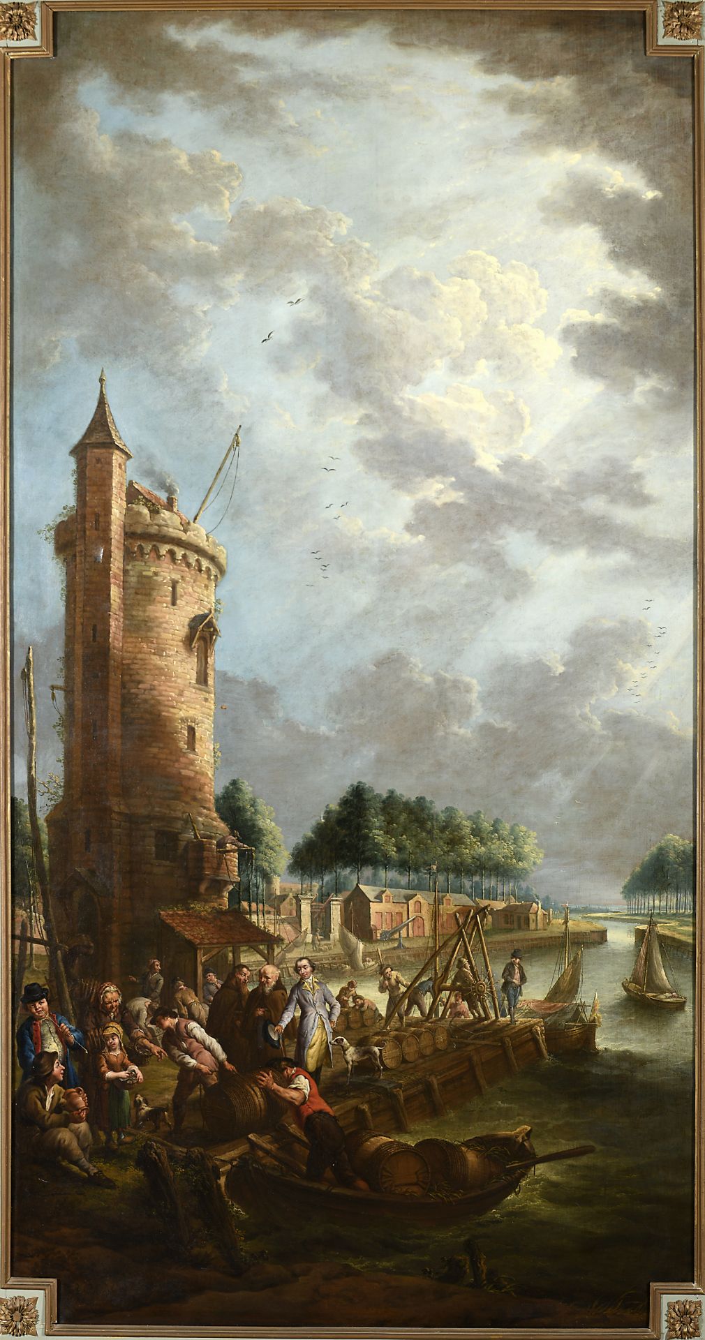 Harbour view with figures