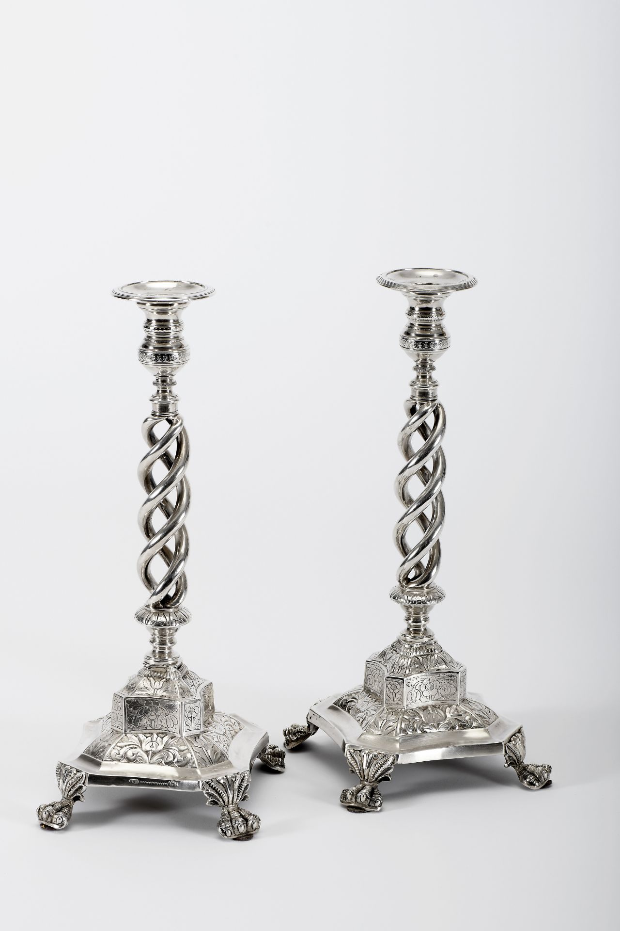 A pair of four-foot candlesticks with three-light serpentines - Image 2 of 4