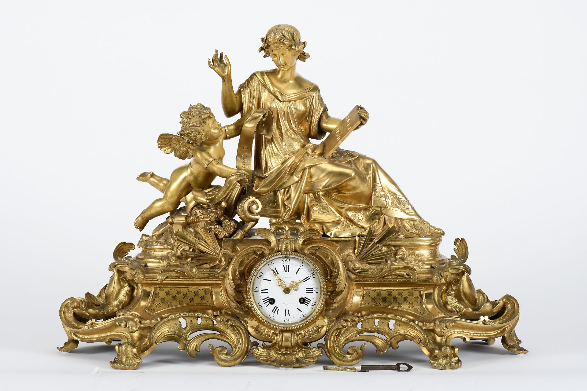 A table clock "Lady and cupid"