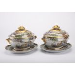 A pair of tureens with platter