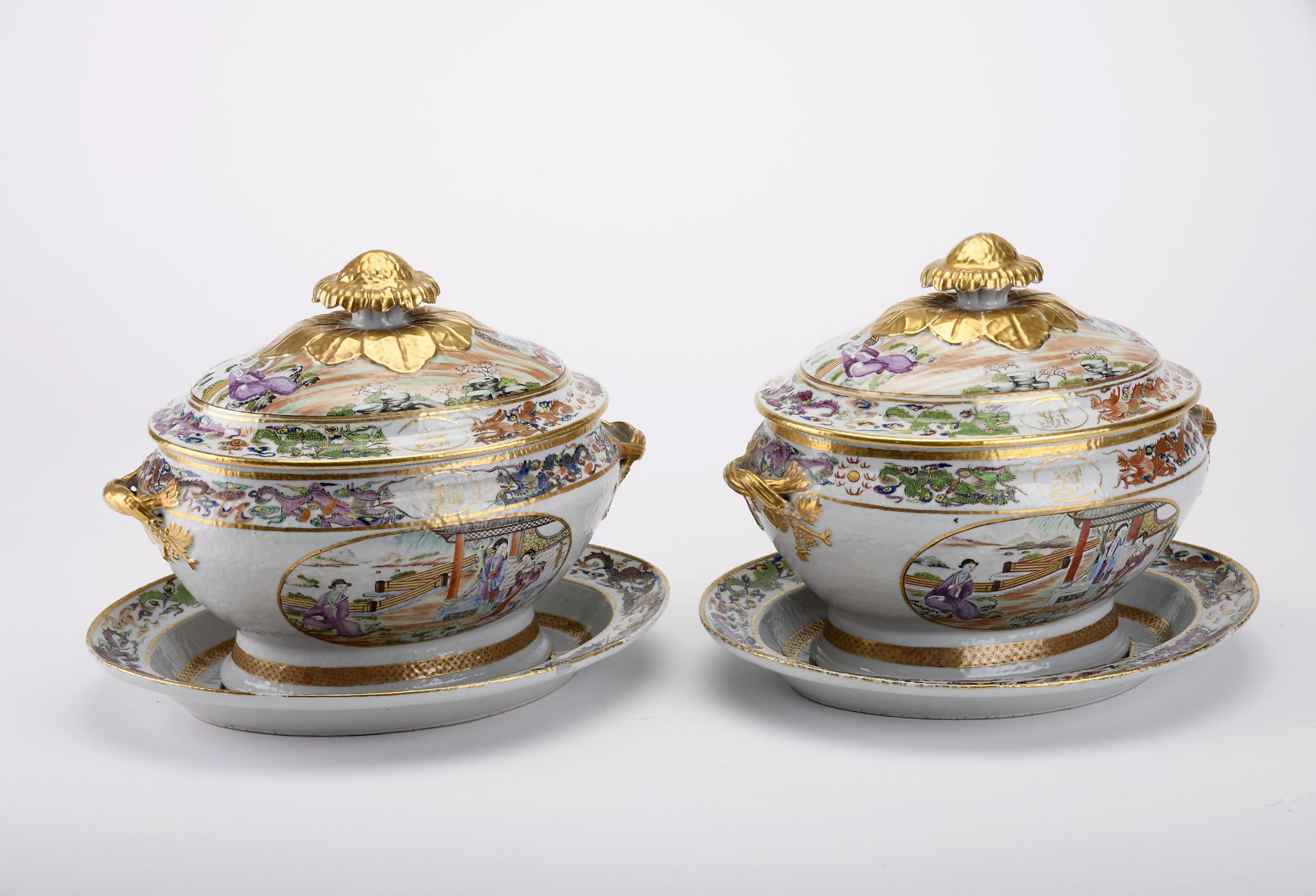 A pair of tureens with platter
