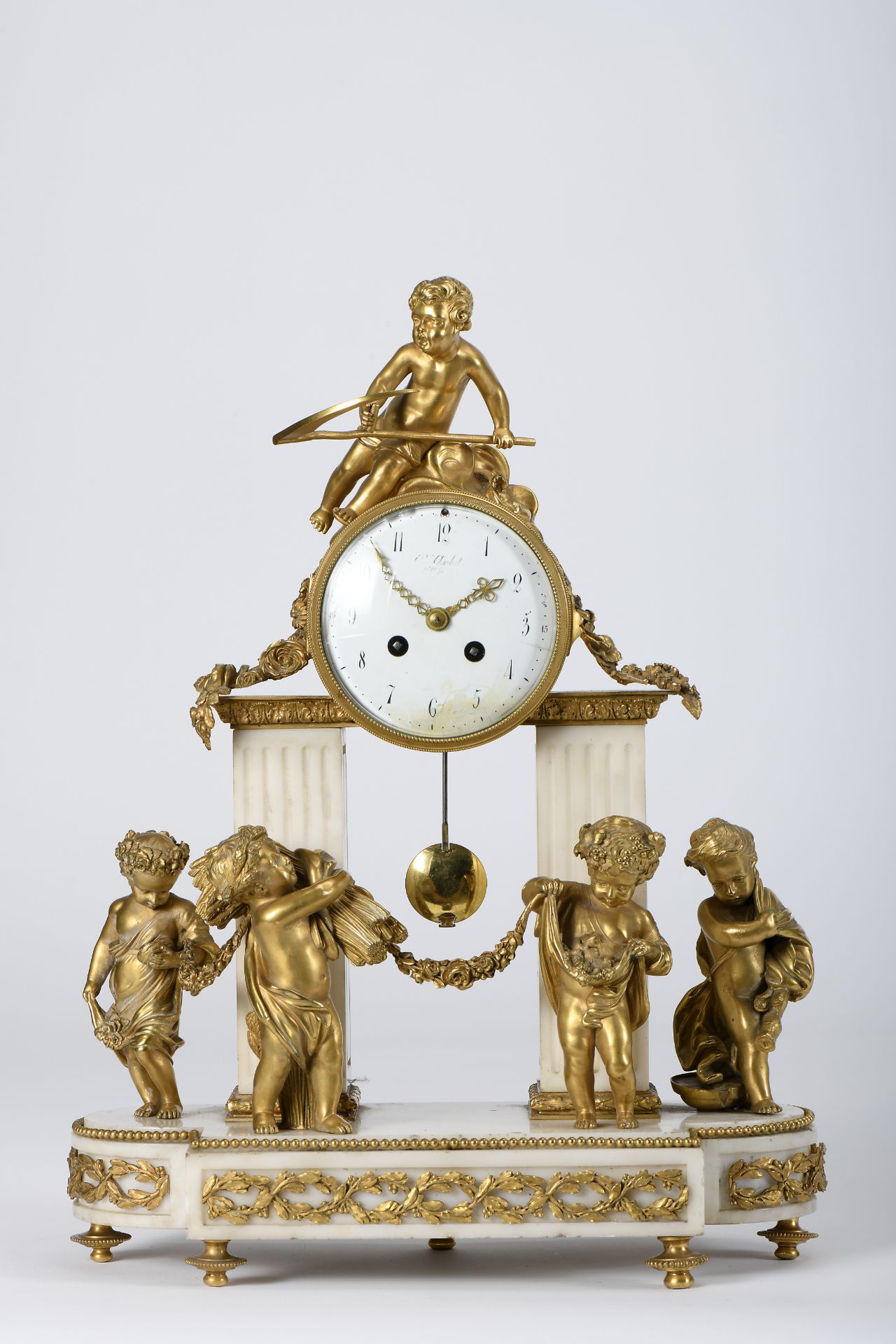 A Garniture - Clock and pair of two-light candelabra - Image 2 of 5