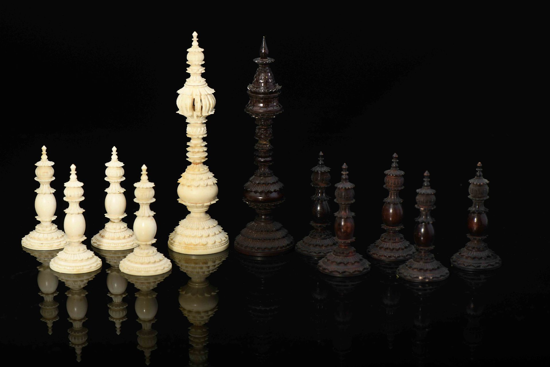 Chess pieces - two kings and nine pawns