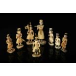 Eight chess pieces - white pawns