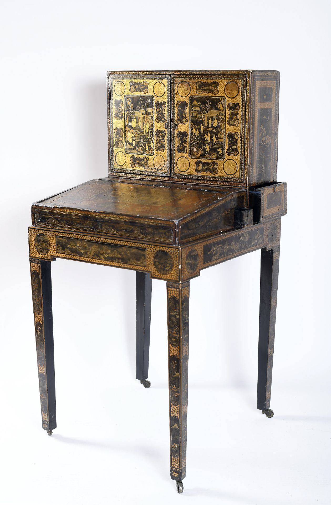 A lady's desk with removable bureau and two-door top/cabinet - Image 5 of 6