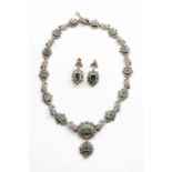 A demi-parure - necklace and a pair of earrings