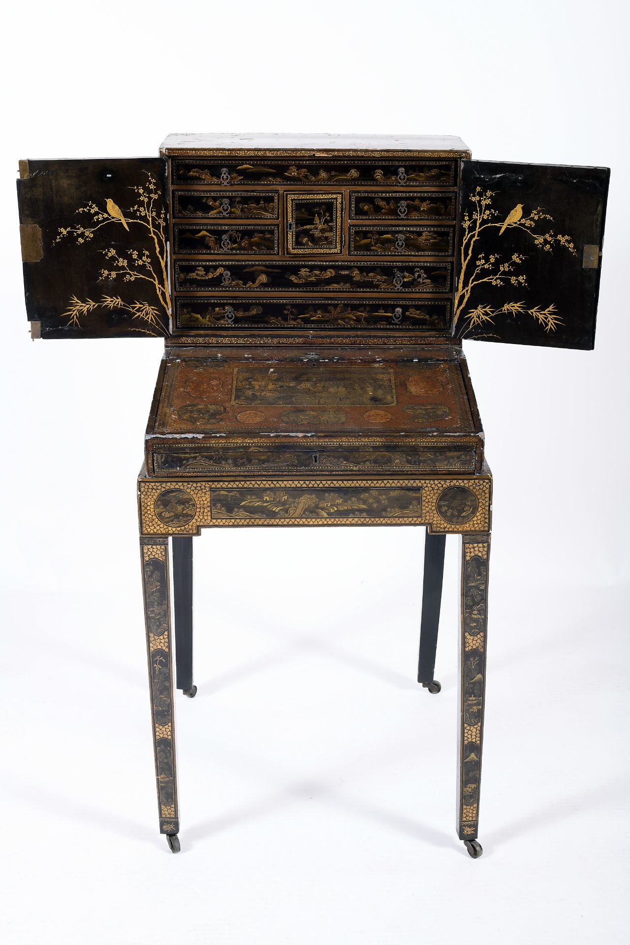 A lady's desk with removable bureau and two-door top/cabinet - Image 3 of 6