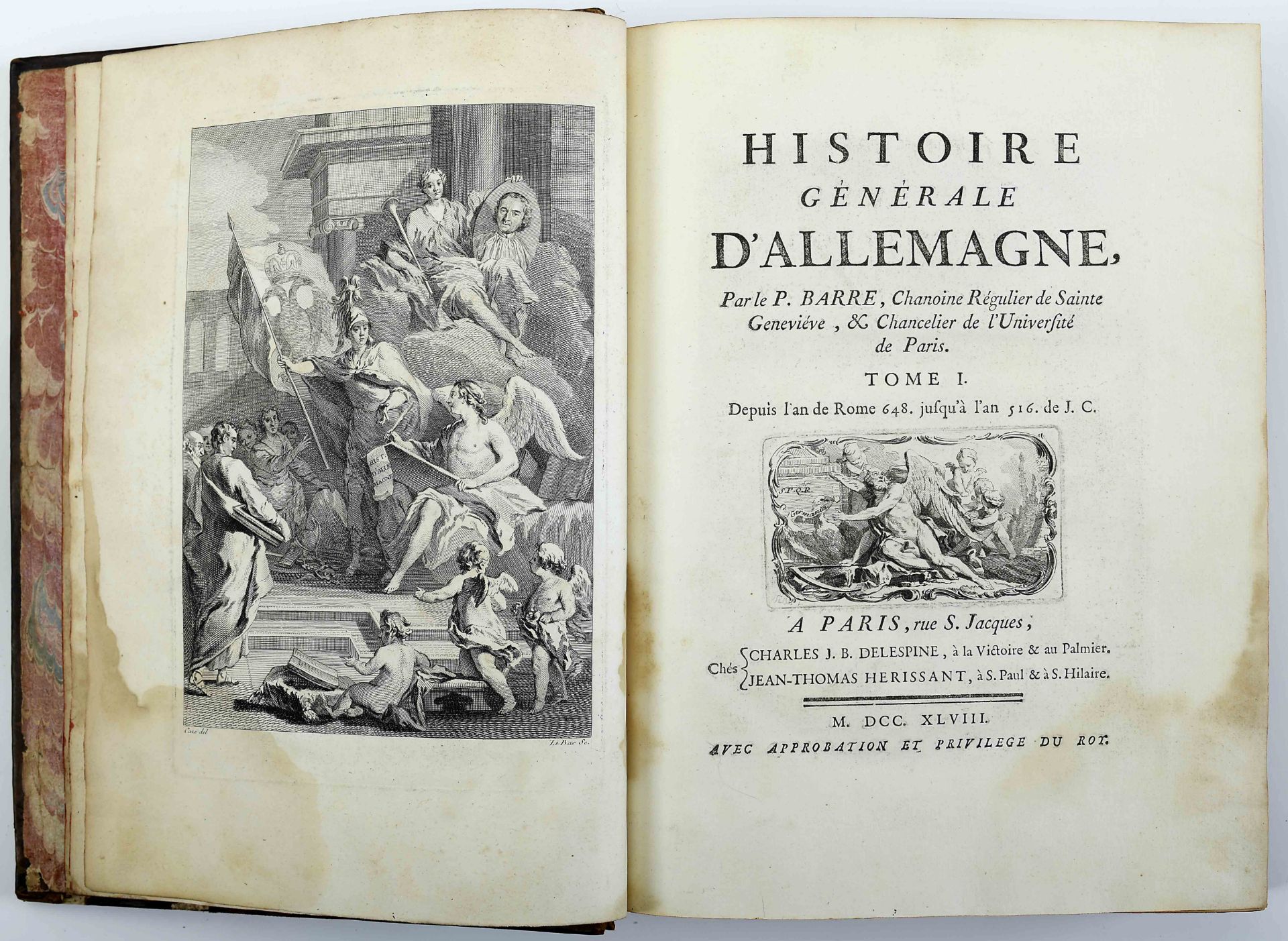 BARRÉ, Pe. Joseph.- Histoire générale d’Allemagne.- A Paris: Chez Charles J.B. Delespine & Jean Thom