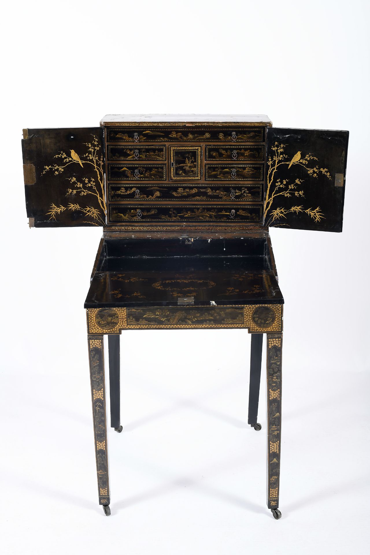 A lady's desk with removable bureau and two-door top/cabinet - Image 4 of 6