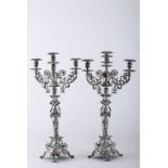 A pair of four-light candelabra