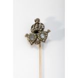 A "Two hearts surmounted by Brazilian imperial crown" scarf pin