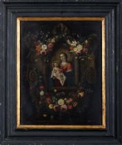 Our Lady with the Child Jesus surrounded by flowers