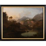 Landscape - figures by the river and palace