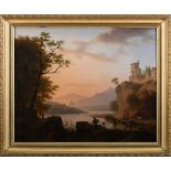 Landscape - Figures by the river with palace