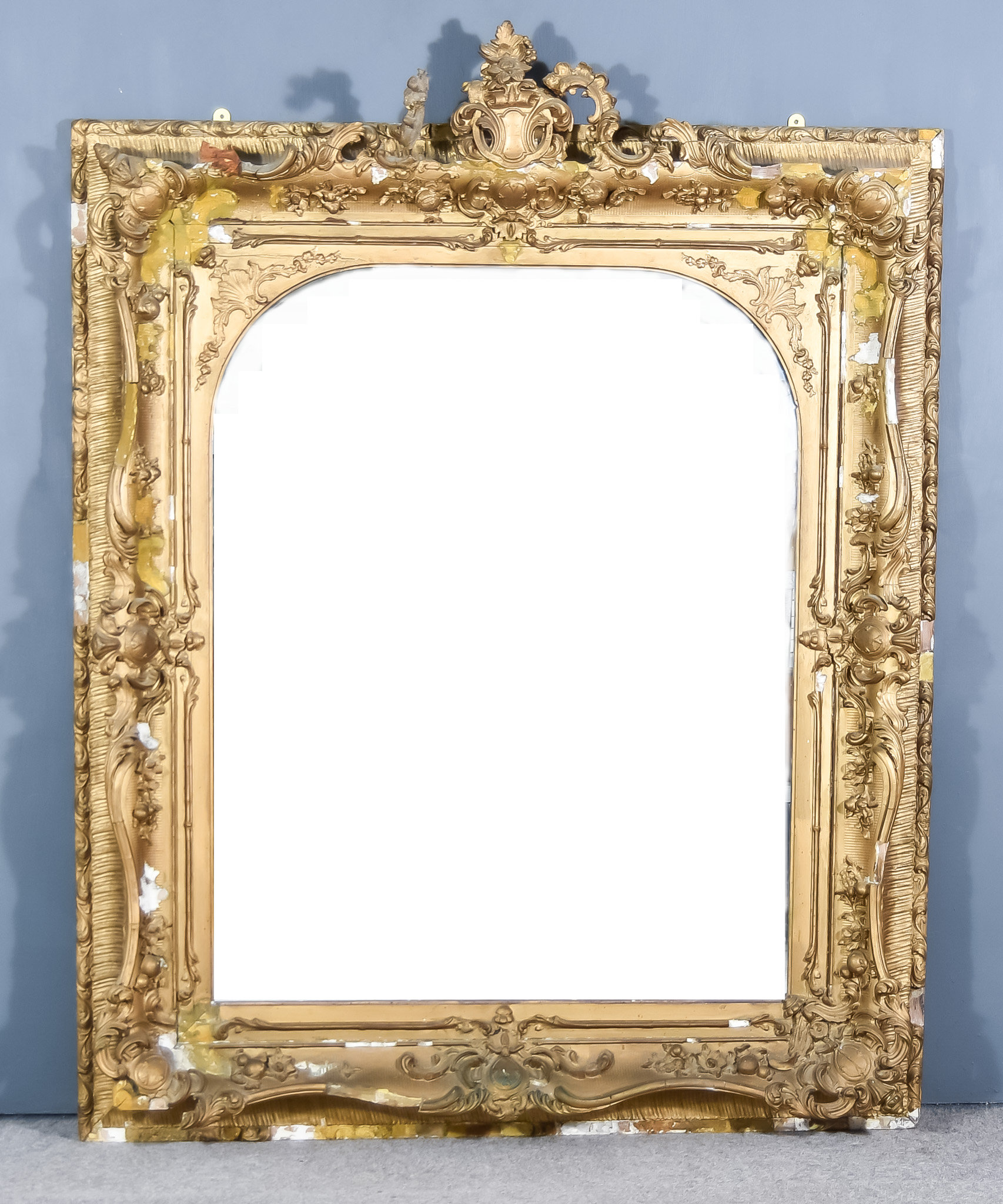 A 19th Century Gilt Framed Rectangular Wall Mirror, the frame carved with floral and leaf scroll