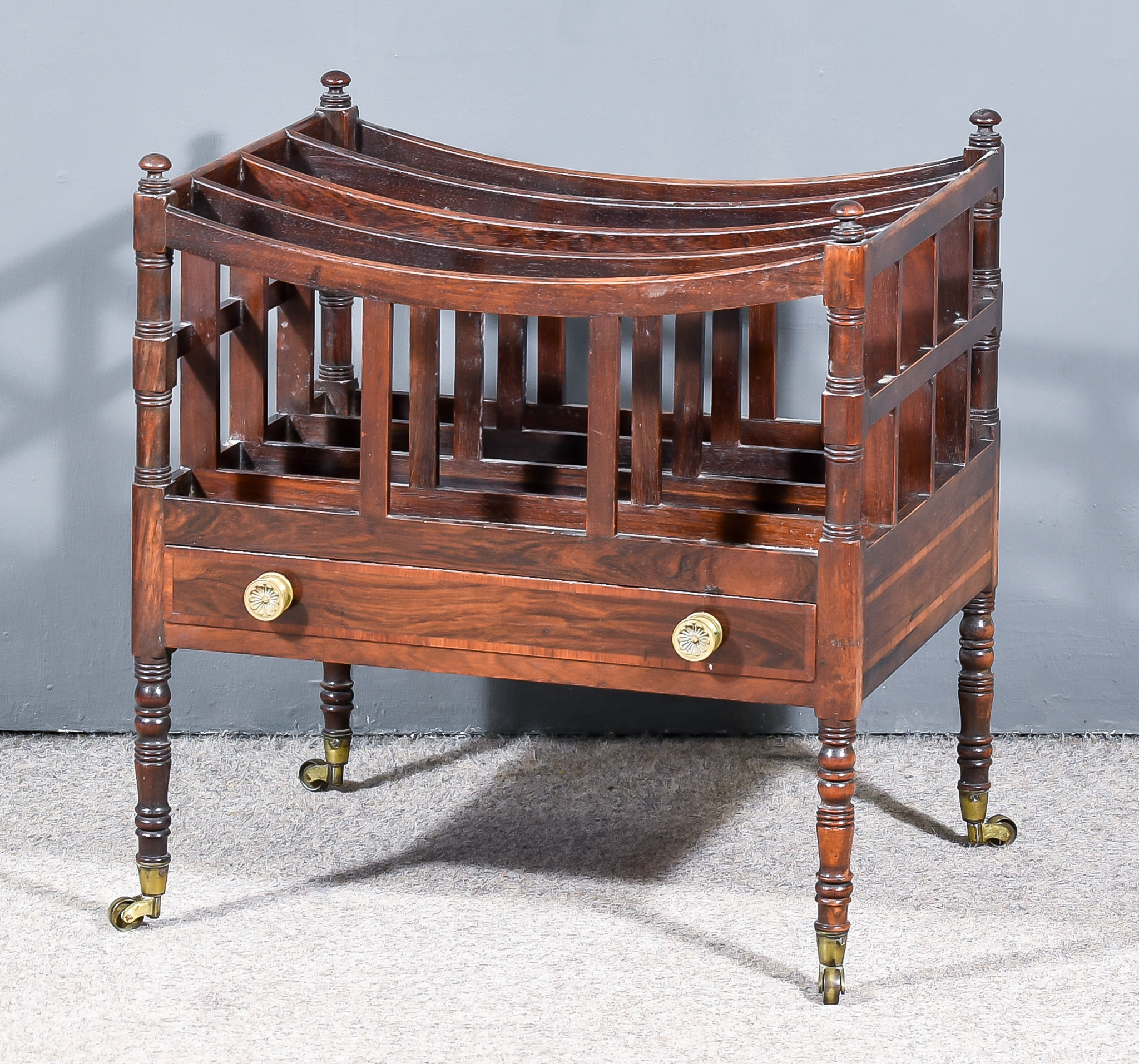 A 19th Century Mahogany Four Division Canterbury, inlaid with cross bandings to front and sides,