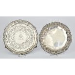 A Victorian Silver Circular Waiter and a George VI Silver Waiter, the Victorian waiter by Henry