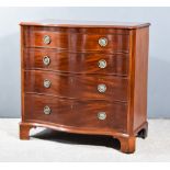 A 19th Century Mahogany Serpentine Fronted Chest, with moulded edge to top, fitted four long