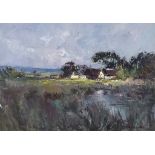 Titta Fasciotti (1927-1993) - Oil painting - South African landscape with farmstead - river