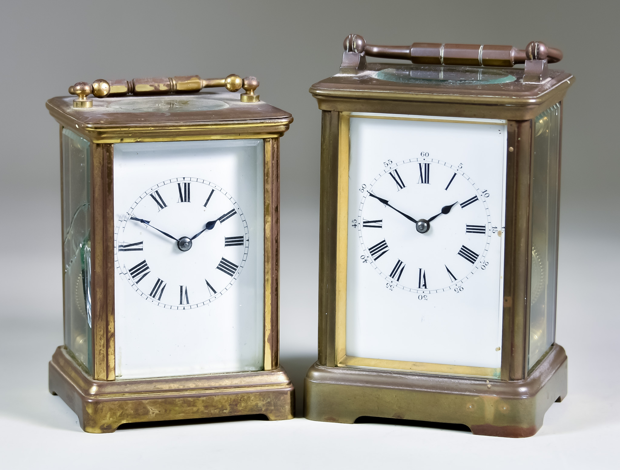 A Late 19th/Early 20th Century French Carriage Clock and a Similar Smaller, the larger clock No.