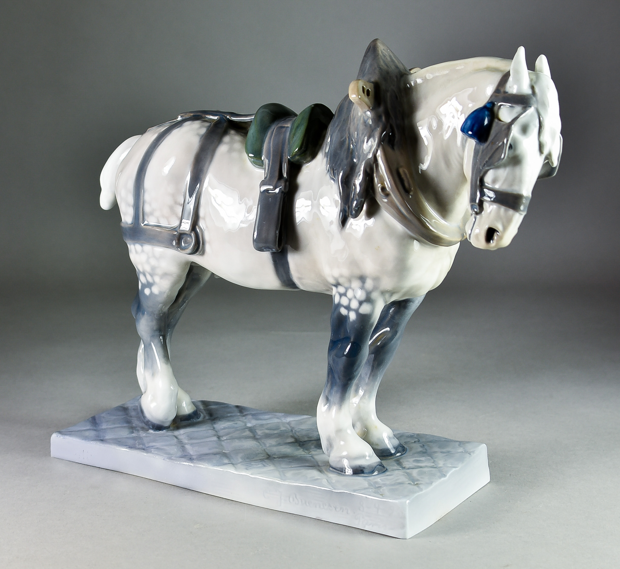 A Royal Copenhagen Porcelain Figure - Shire Horse (Percheron), designed by CJ Bonneson, No.471,