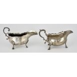 Two George V Silver Oval Sauce Boats, one by Johnson, Walker & Tolhurst, London 1916, with shaped