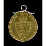 A George III 1797 Half Spade Guinea set as a pendant, total gross weight 4.5g